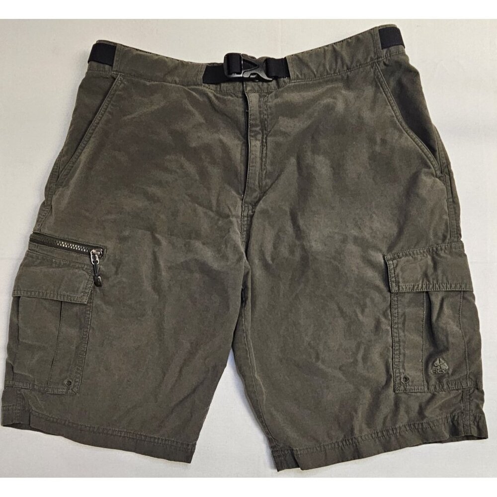 Y2K Nike ACG Army Green Cargo Shorts w/ Black Buckle Mens Size 36